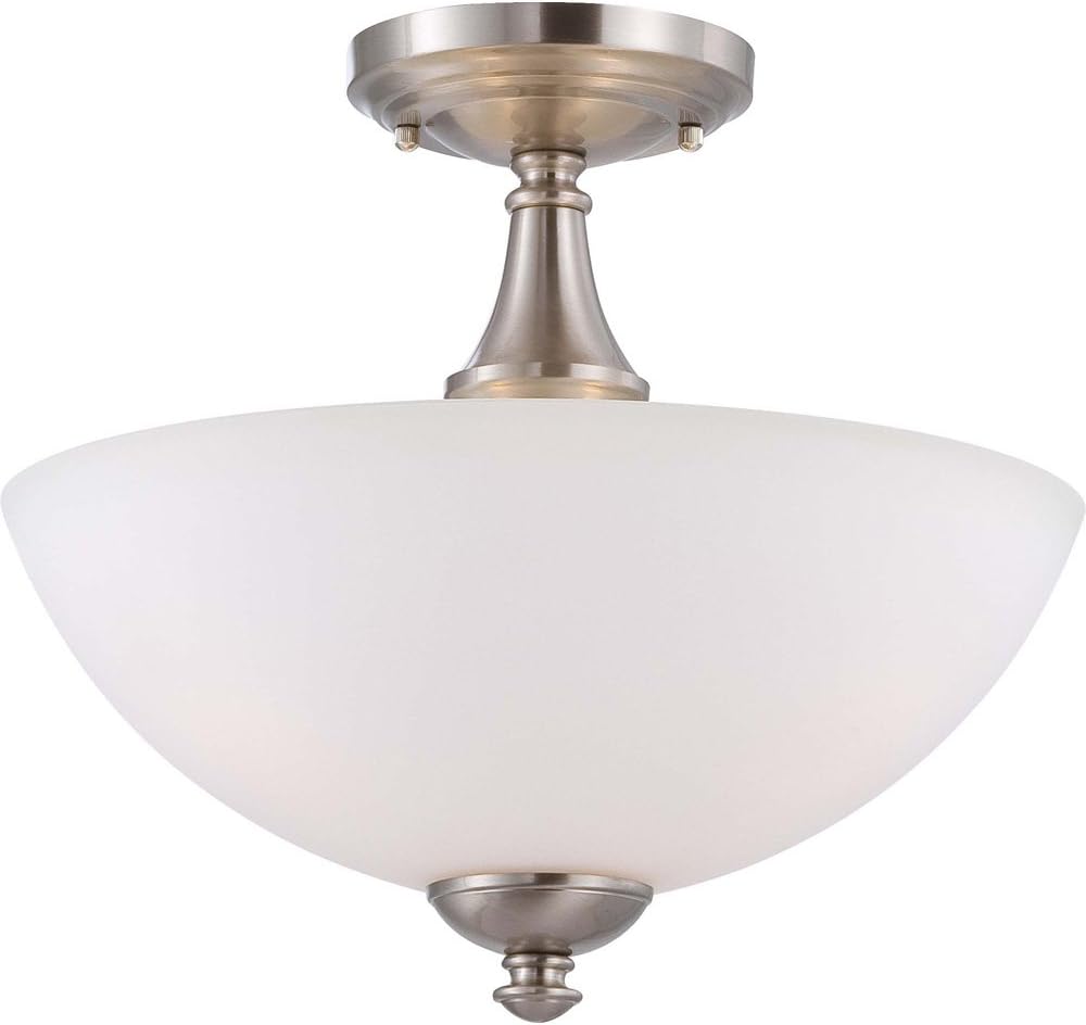 Nuvo Lighting 60/5044 Patton Three Light Semi-Flush Dome 60 Watt A19 Max. Frosted Glass Brushed Nickel Fixture