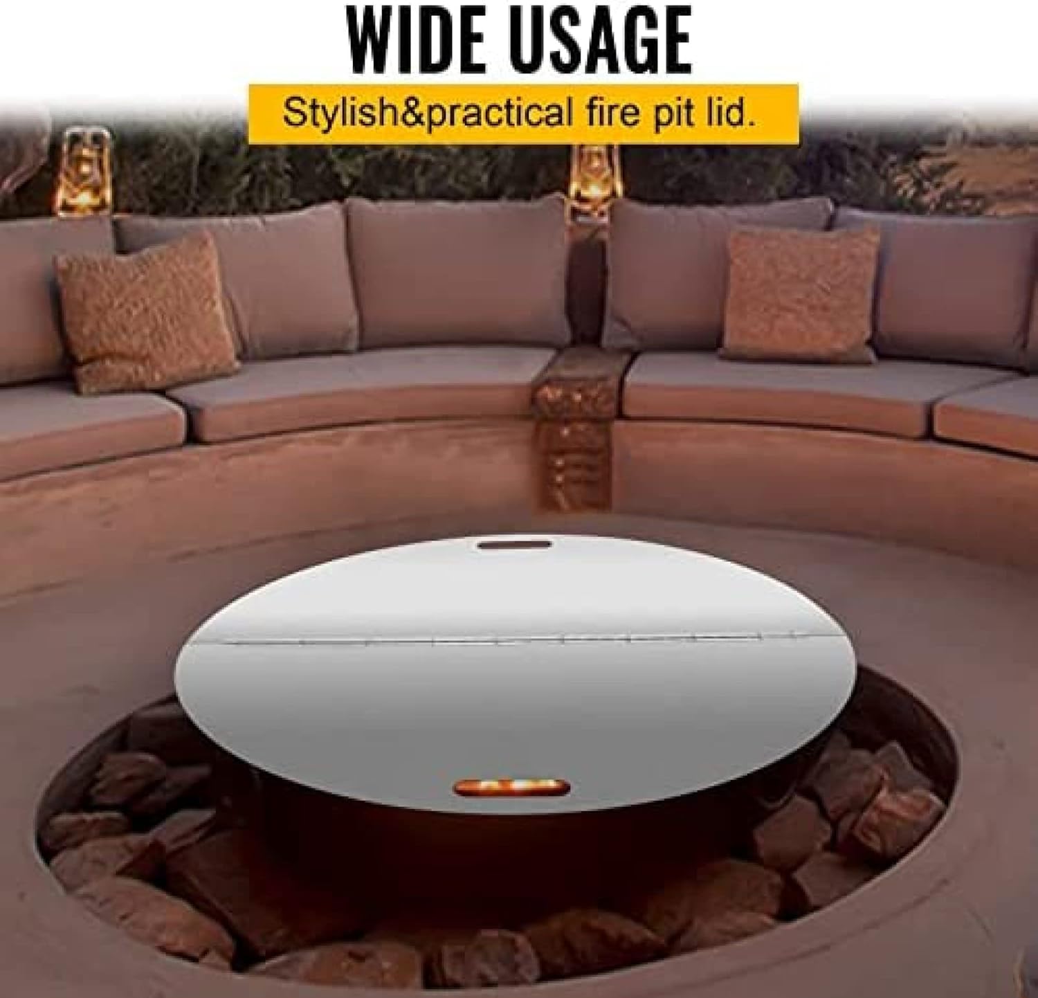 Fire Pit Lid 1.5mm Thick 430 Stainless Steel Burner Cover Round Lid for Drop-in Fire Pit Pan,40inch