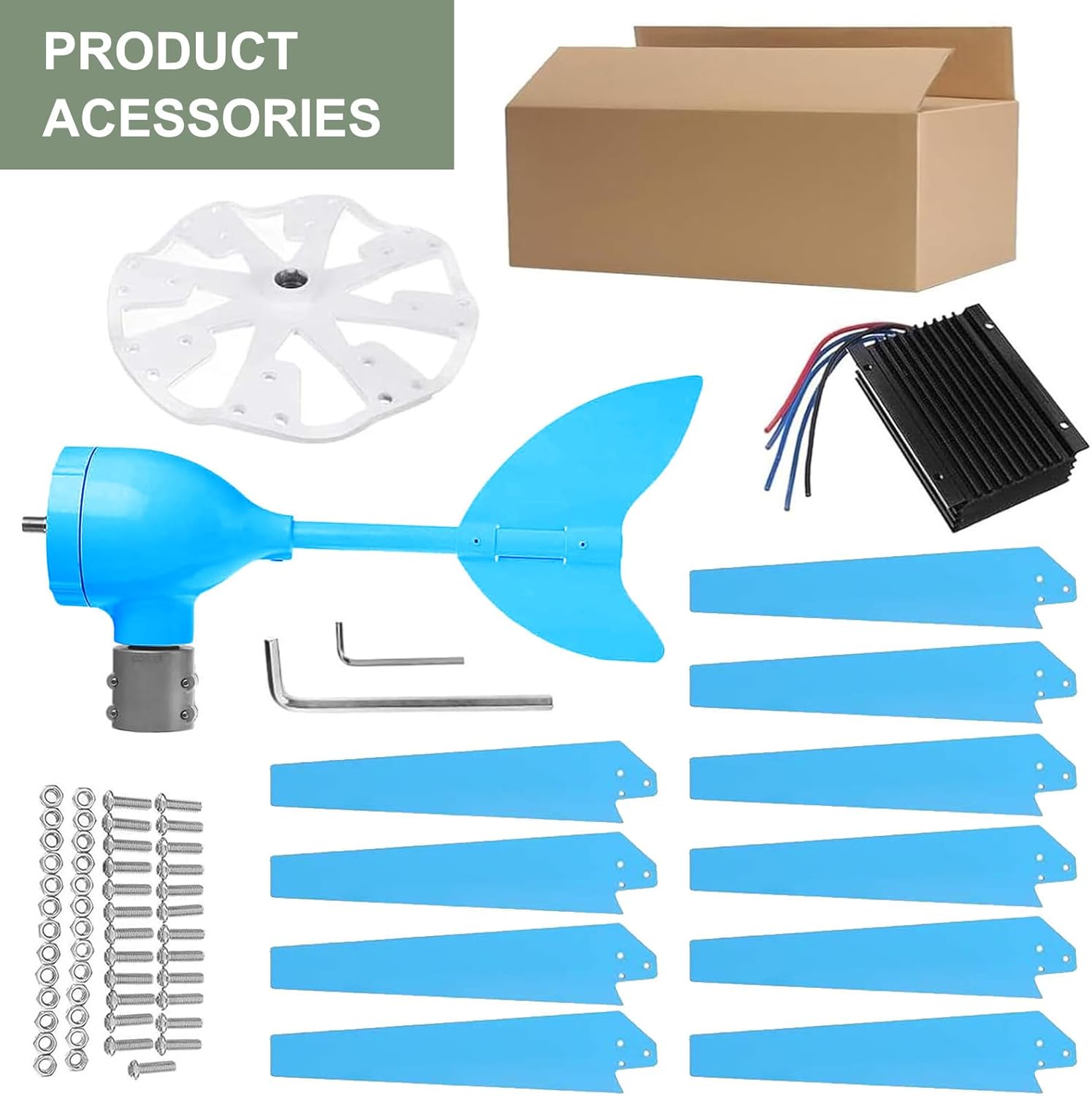 Magnetic Levitation Wind Turbine 12000W with Controller, Blue 10 Blades Wind Turbine Generator Kit for Home, Farm, RVs, Boats,48V