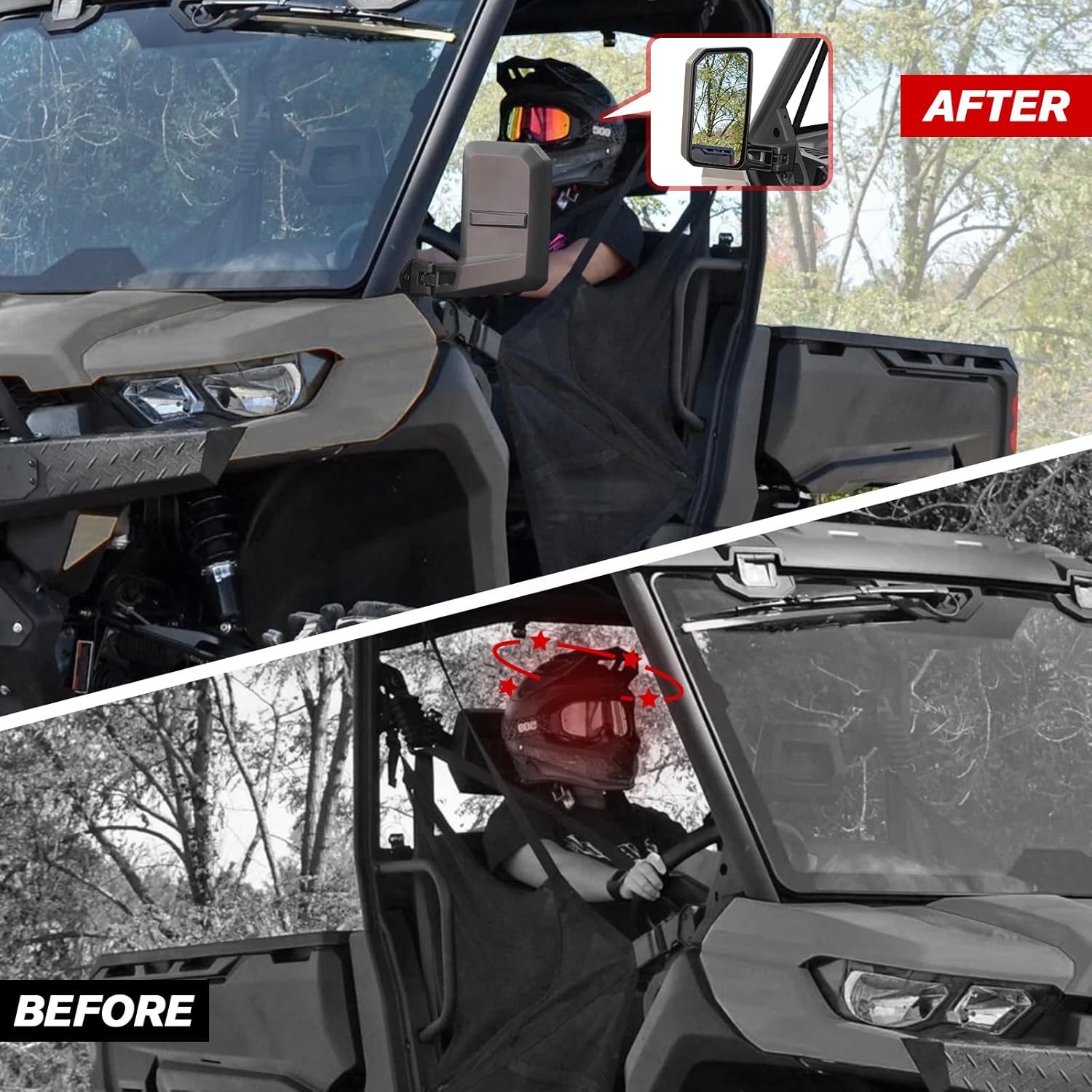 Side Mirrors for Can-Am Defender, Adjustable Side Rearview Mirror for Can-Am Defender HD5 HD7 HD8 HD9 HD10 2016-2025 Accessories, Fit with No Door & Half Door & Full Door, Replace #715008100