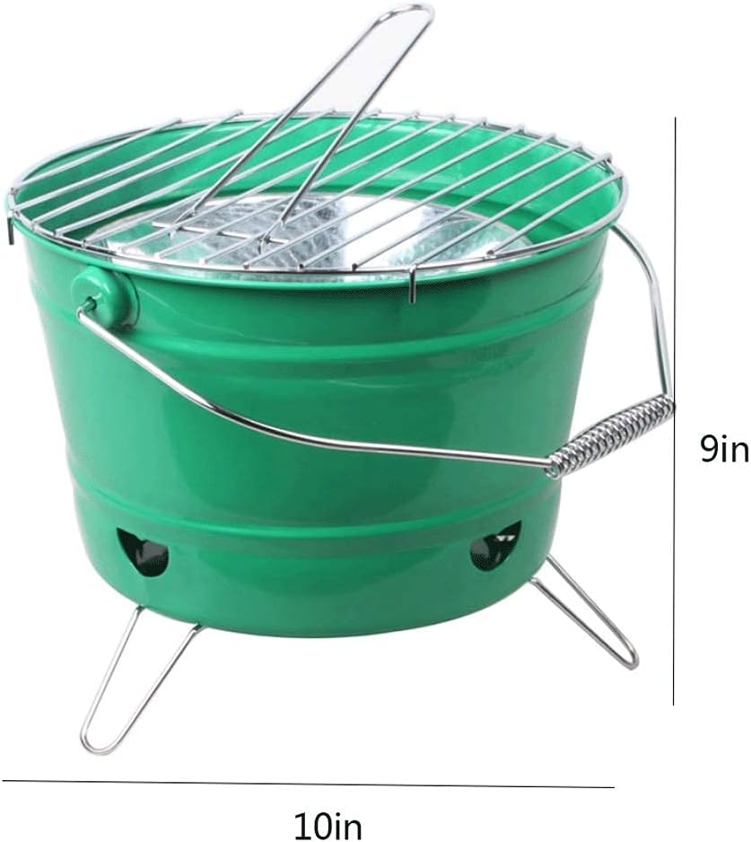Fire pits Bucket Fire Pit, Fire Pits Outdoor Wood Burning Steel BBQ Grill Firepit Bowl with Mesh Spark Screen Cover Log Grate Wood Fire Fire Pit