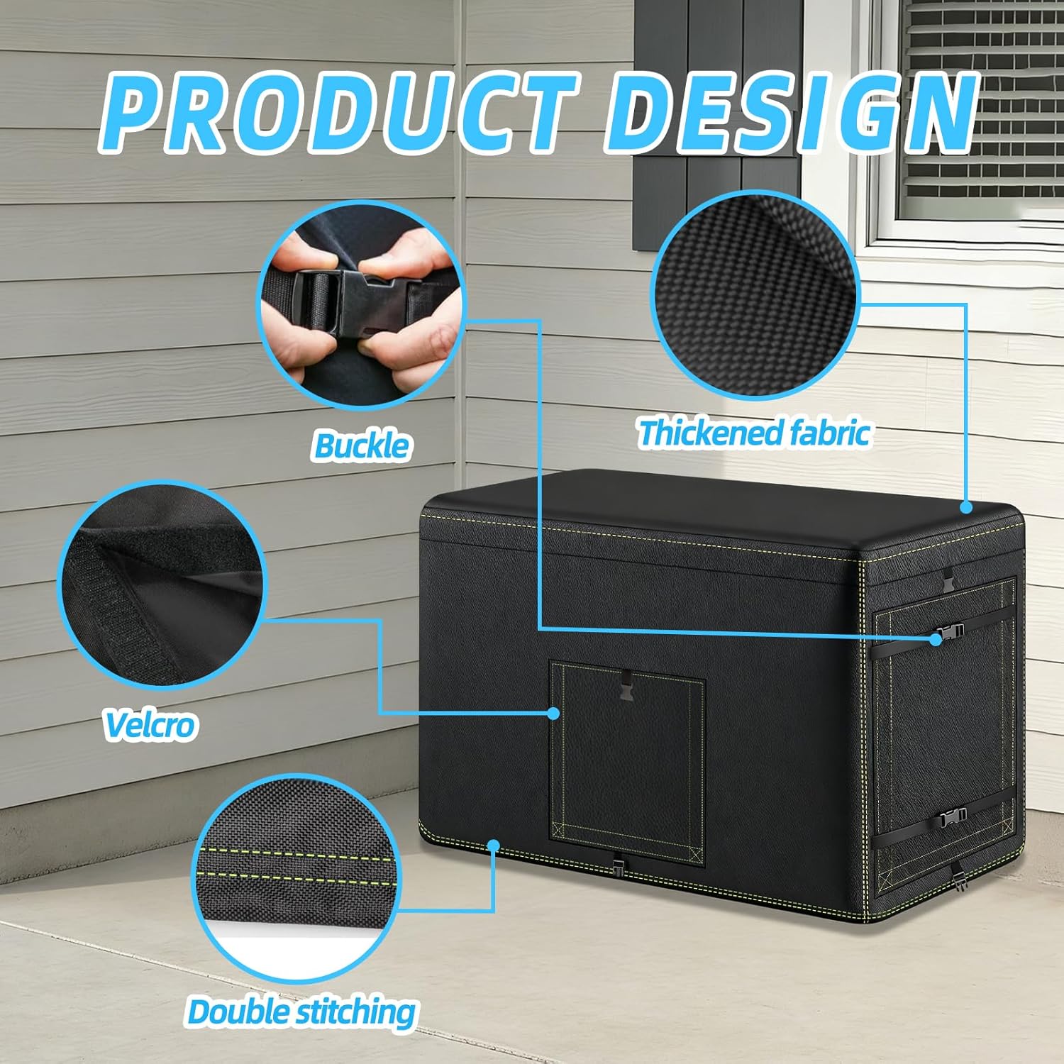 Generator Cover, 600D Polyester Heavy-Duty Waterproof Generator Cover for 7.5–22kW Home Standby Generators — Windproof Zippered/Elastic Hem Design, Black (Black)