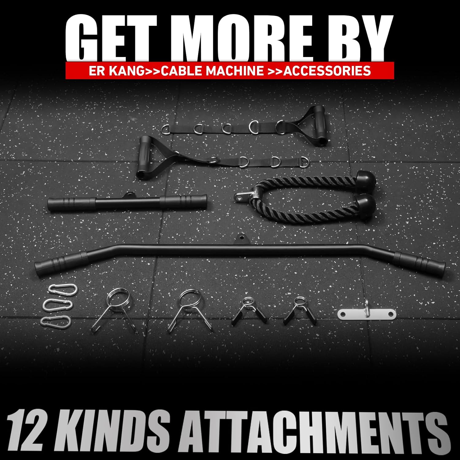 ER Kang Cable Station Wall Mount, 18in Pulley Tower, Dual Pulley System, High & Low Cable Machine, LAT Pull-Down & Row Tower with Flip-Up Footplate, Home Gym Cable Crossover (Red)