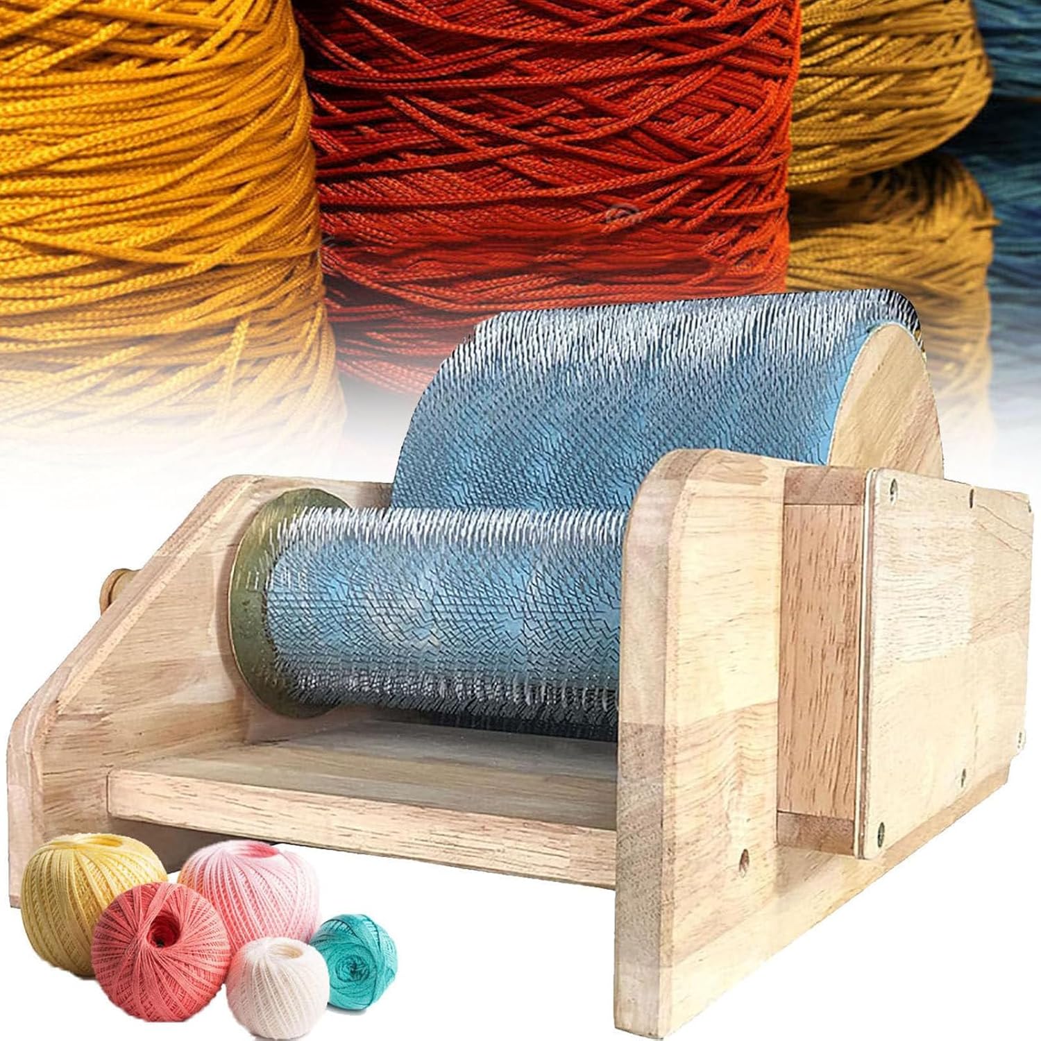 Wool Fiber Drum Carding Machine DIY Manual with Roller and Nylon Bearing Efficiently Blend Wool Cotton Linen Silk Mix Colors Quickly