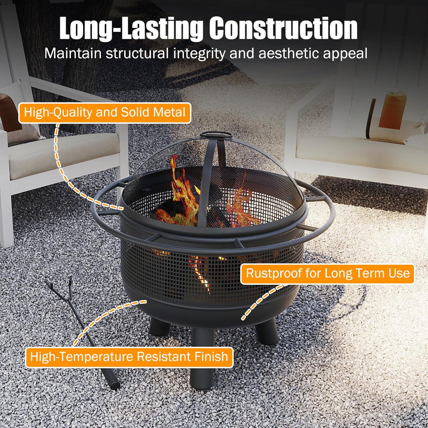 Happygrill Fire Pit Outdoor, 24