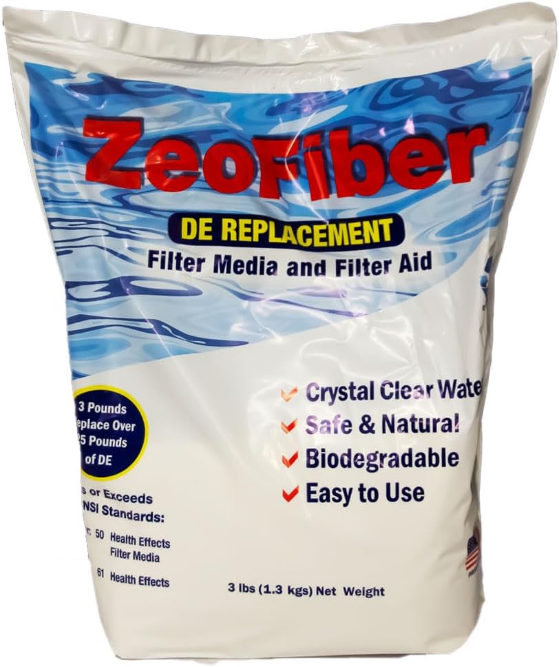 ZeoFiber 24 lb. DE Filter Replacement | Swimming Pool Green Filtration Media | Sand/Cartridge Filter Aid | Diatomaceous Earth (D.E.) Alternative for Swimming Pools | 8 Pack (Total of 24 Pounds)