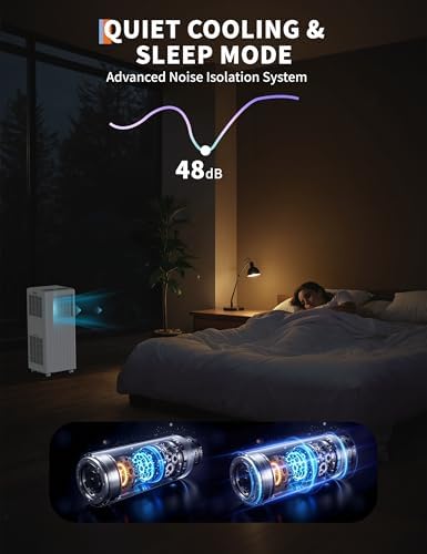 8000 BTU Portable Air Conditioner, 3 in 1 AC Unit Built-In Cool, Dehumidifier & Fan for Rooms Up to 350 Sq.Ft, Energy Saving AC with Remote/24H Timer for Dorms/Indoor Rooms, White