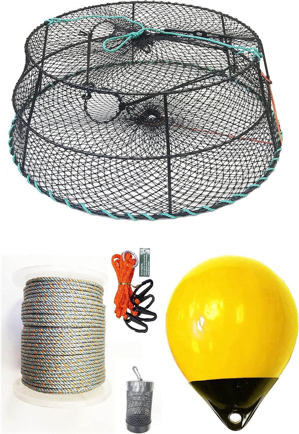 KUFA Sports Vinyl Coated Tower Style Prawn Trap with Prawn Trap Accessory Combo(CT78+PNQ38Y+HA2)