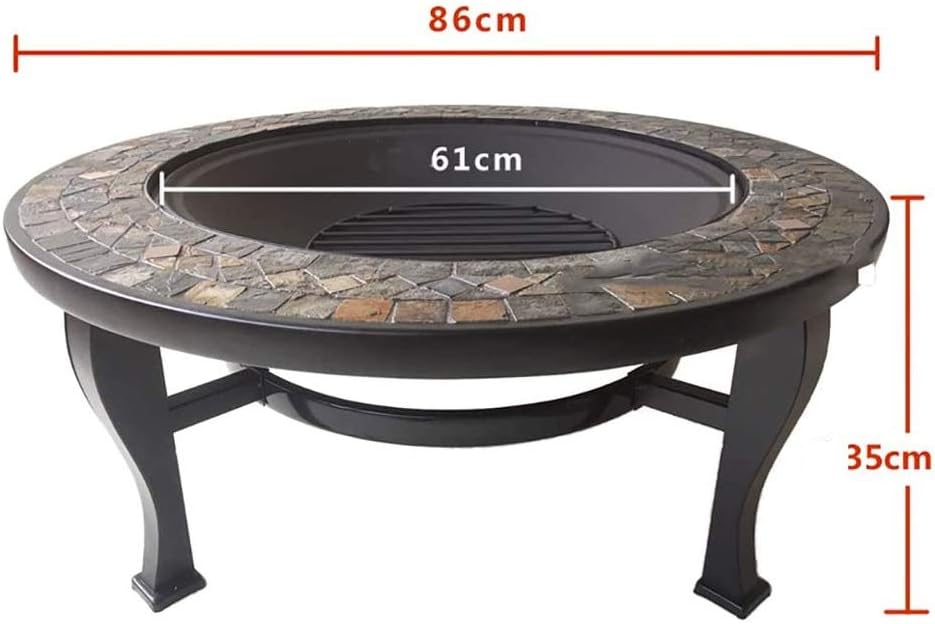 Outdoor Fire Pit Large Bonfire Wood Burning Patio Backyard Firepit for Outside with Round Spark Screen