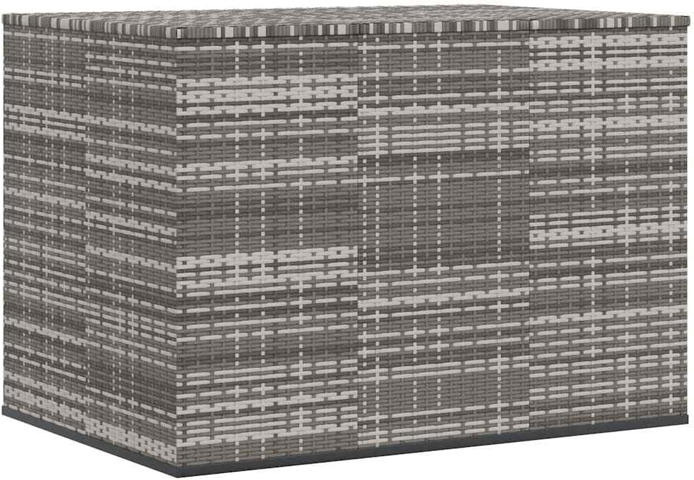 vidaXL Patio Cushion Box PE Rattan | Weather- Outdoor Storage Chest | Gray | 57.1