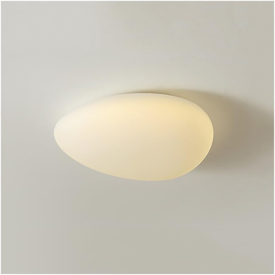 Dimming LED Ceiling Light Fixtures Pebbles PE Lampshade Ceiling Lamp Ideal Compatible with Bedroom Living Room Dining Room Bathroom Kitchen Island LED Wall Light, 11.8inch, FA001