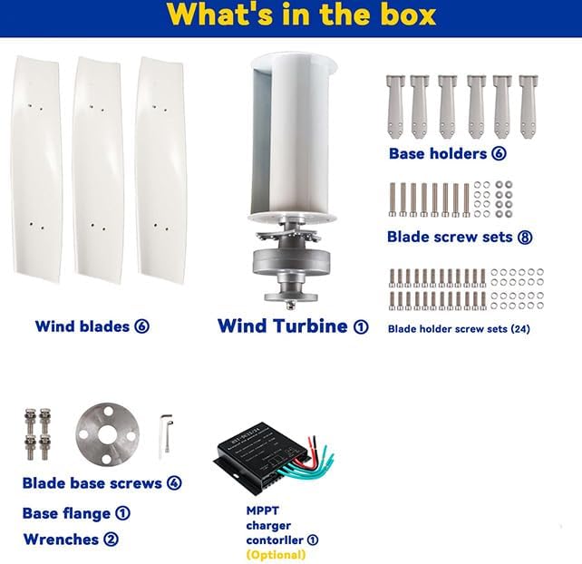 48V Wind Turbine Generator, 500W-3000W Windmill Generator Low Noise 3 Blades Wind Turbine Generator Kit for Farm Seashore Boat with MPPT Controller
