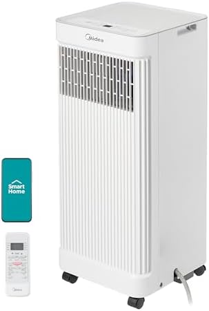 Midea 10,000 BTU ASHRAE (7,100 BTU SACC) Portable Air Conditioner, Smart Control, Cools up to 300 Sq. Ft., with Dehumidifier & Fan mode, Easy- to-use Remote Control & Window Installation Kit Included