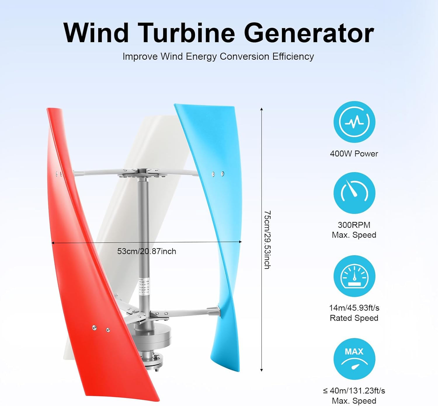Wind Turbine, 400W Wind Generator Kit with 3 Blades, Wind Generator Kit with Charge Controller, W-ind Power Generator for Marine, DC 24V Turbine Wind generator, Hybrid wind T-urbine Generator