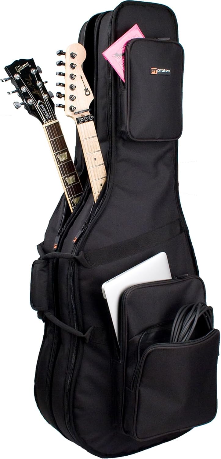 Protec CF234DBL Double Electric Guitar Gig Bag, Gold Series (Fits Strat, Tele, & Les Paul Shaped Guitars)