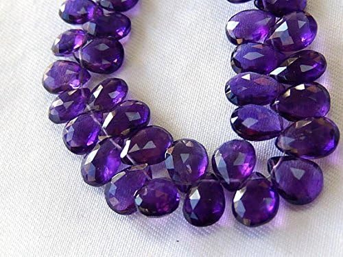 amethyst gemstone bead. high semi precious gemstone. faceted pear briolette, 10-11mm 10 pcs