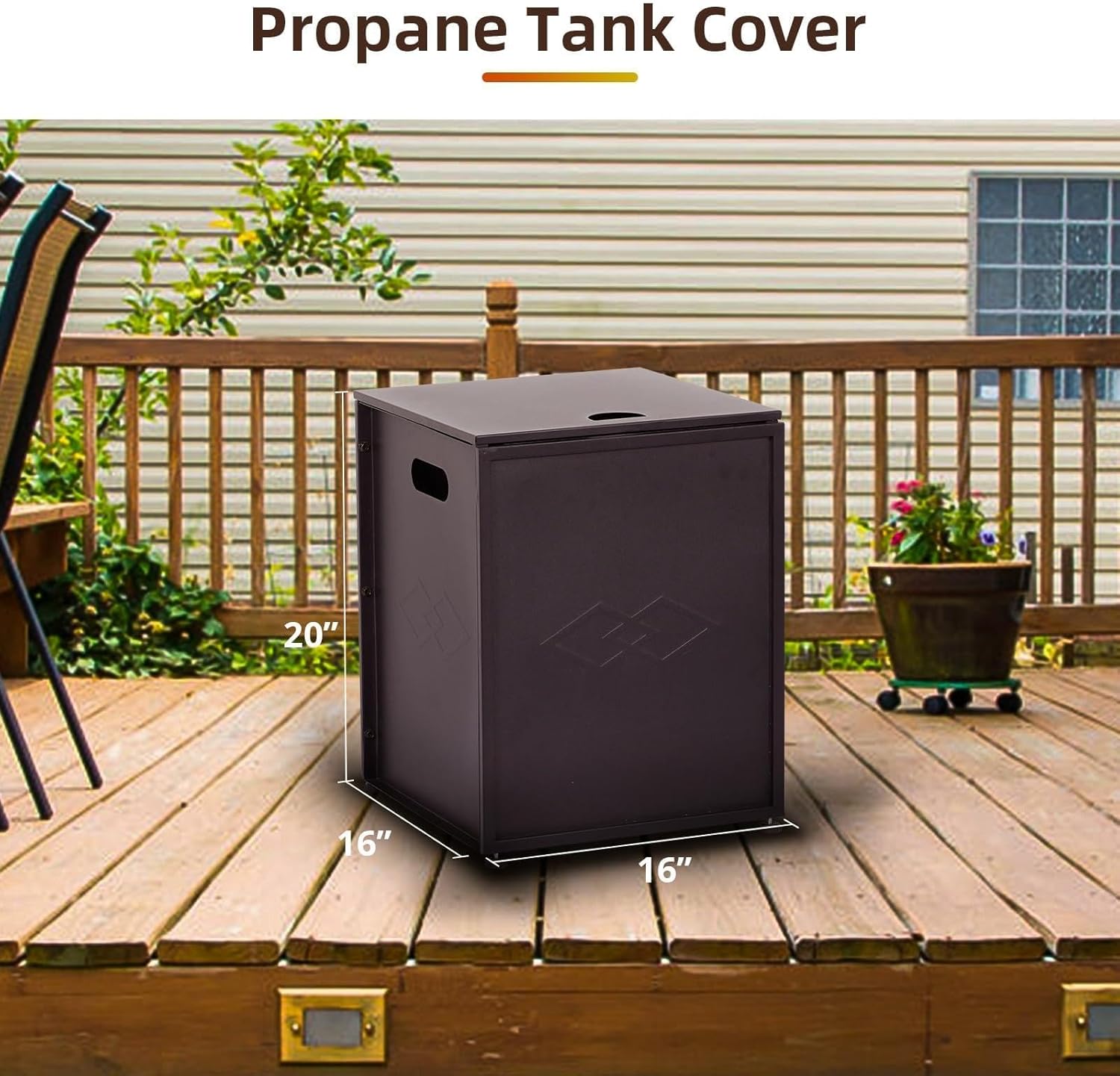Outdoor Propane Tank Cover - 20 Lbs Tank Side Table With Storage 2-In-1 Rattan Hideaway Propane Gas Tank Table for Gas Fire Pit, Grill, Griddle & Stoves