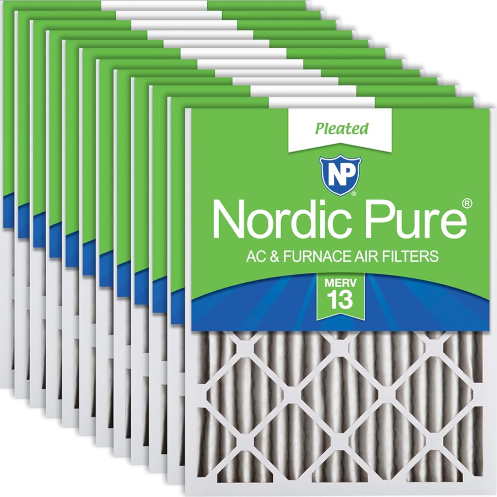 Nordic Pure 18x24x2 (Actual Size: 17 3/8 x 23 3/8 x 1 3/4) Pleated MERV 13 Air Filters 12 Pack