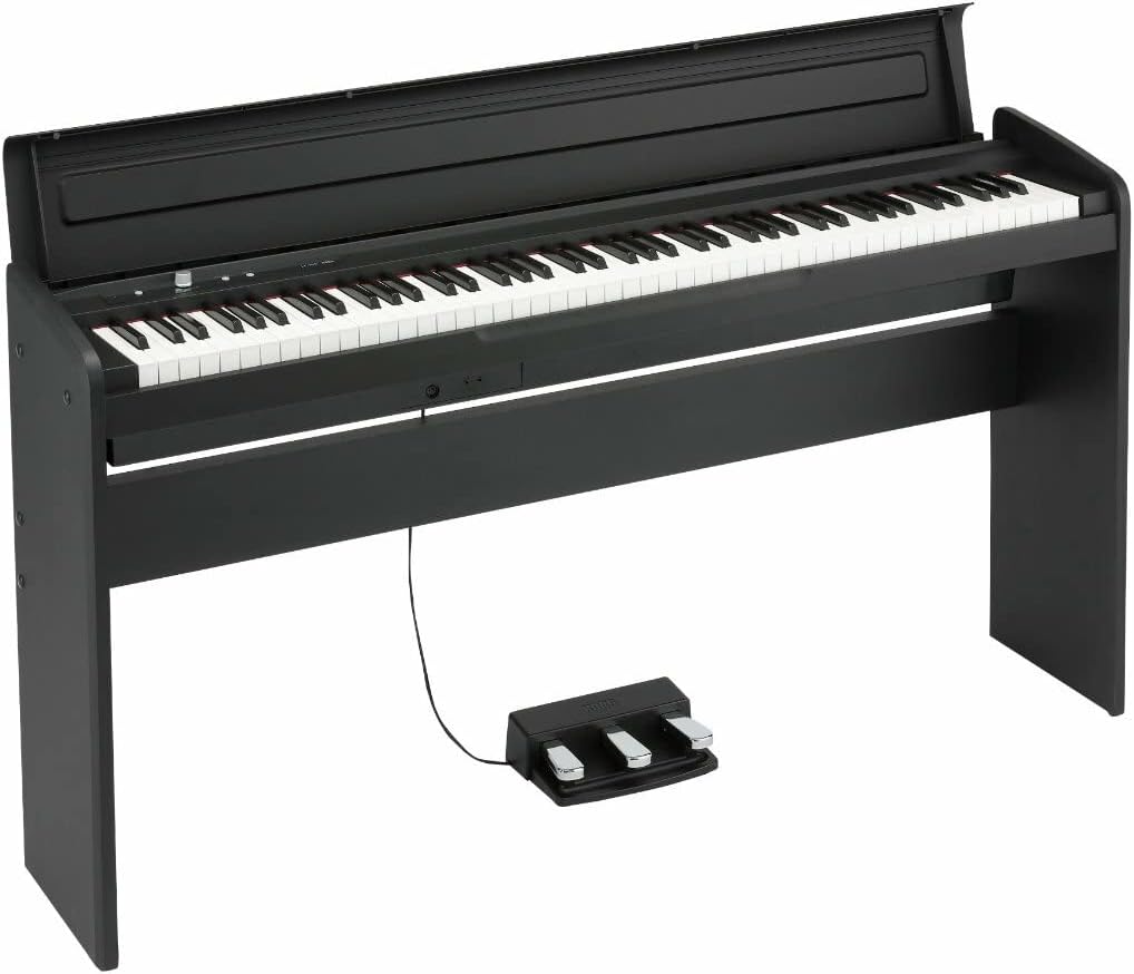 Korg LP180 88-Key Lifestyle Piano (Black) Bundle with Flip-Top Piano Bench and Piano Book (3 Items)