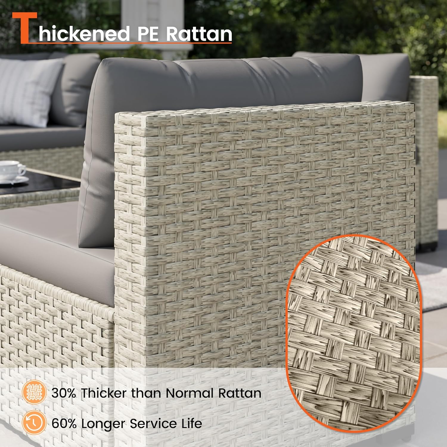 8 Piece Patio Furniture Set with 44