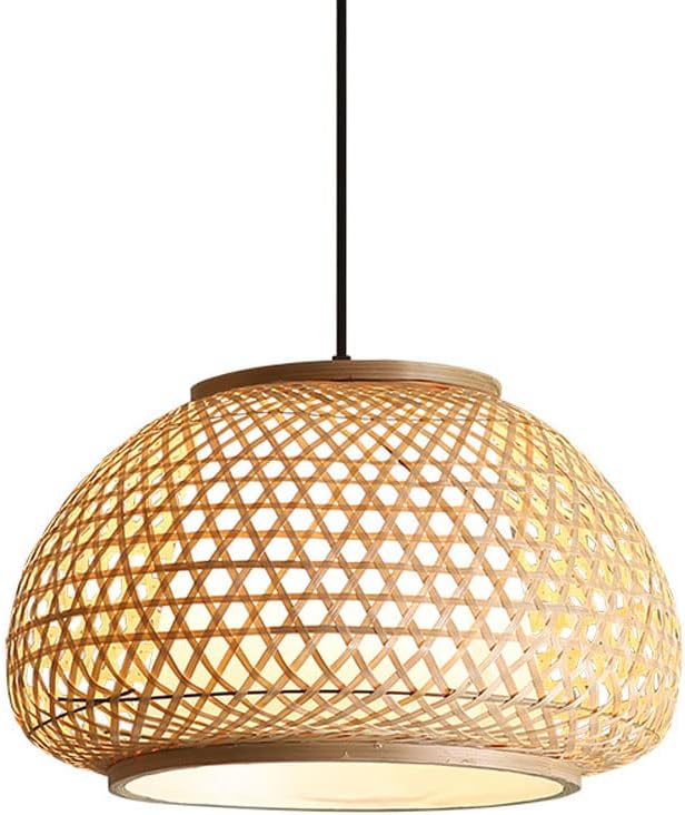 Bamboo Lantern Pendant Light, Hand-Woven Bamboo Hanging Lamp, Rattan Woven Lampshade, Natural Rattan Chandelier, Courtyard Corridor Decoration Lighting Fixture