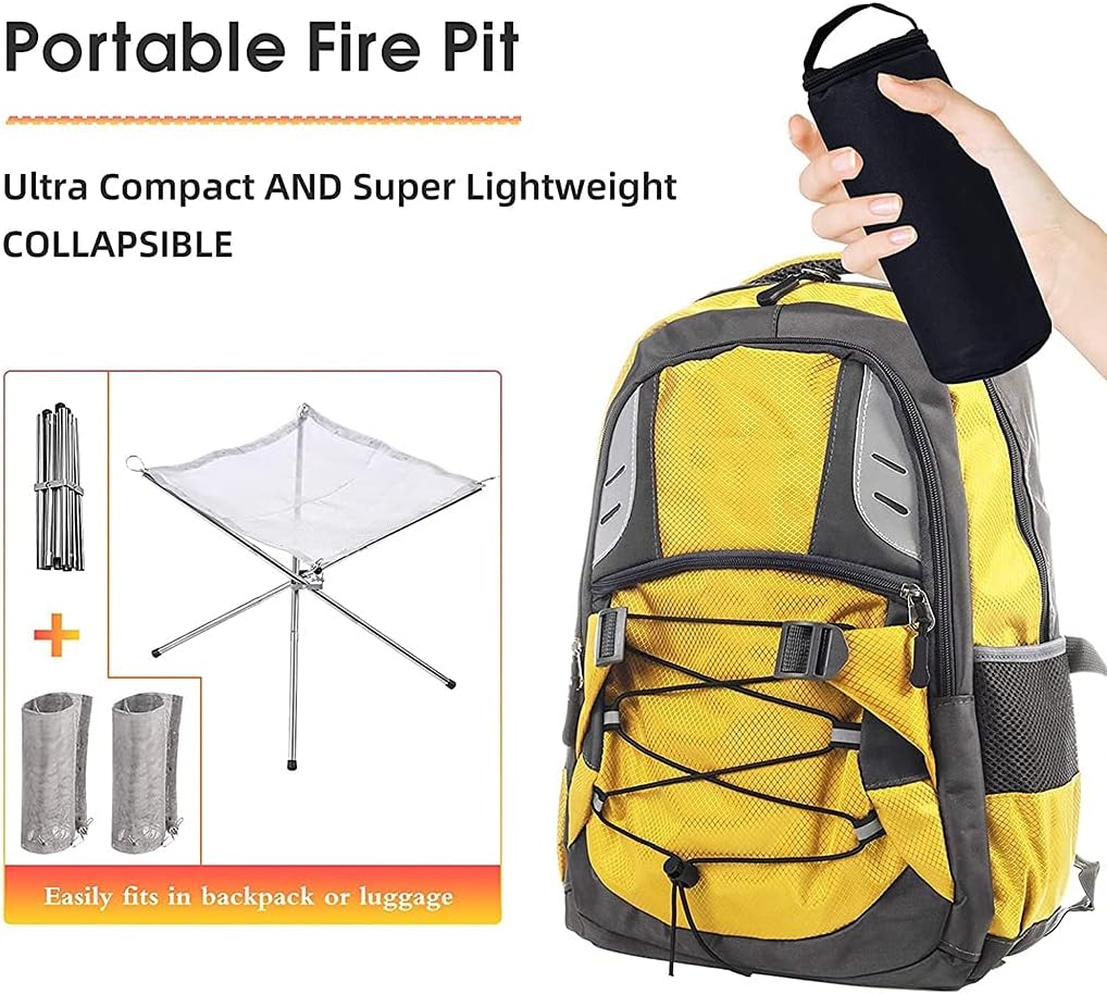 Home Folding Fire Pit Garden Party Bonfire Stand Outdoor Bonfire Equipment Stainless Steel Foldable Carbon Stove, Bearing 5kg