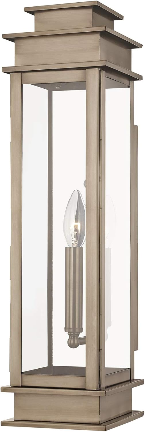Livex Lighting 20207-29 Transitional One Light Outdoor Wall Lantern from Princeton Collection in Pwt, Nckl, B/S, Slvr. Finish, Vintage Pewter