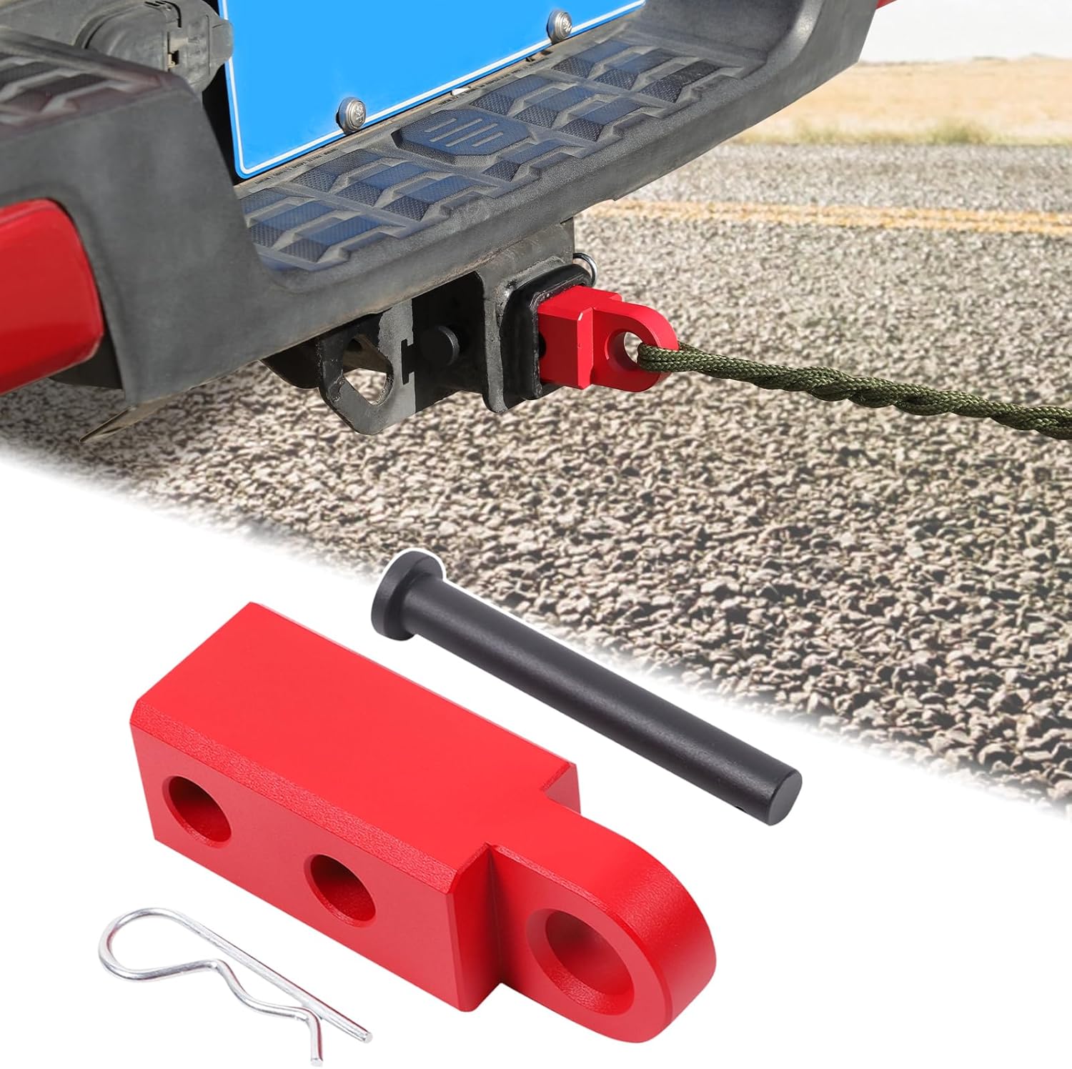 Aunginsy Tow Hitch Receiver Hook with Tightener Compatible with Toyota Tacoma 2016-2023 Accessories, Car Shackle Mount Trailer Hitch Lock Pin Heavy Duty Solid Recovery Towing Kit for Trucks, Red
