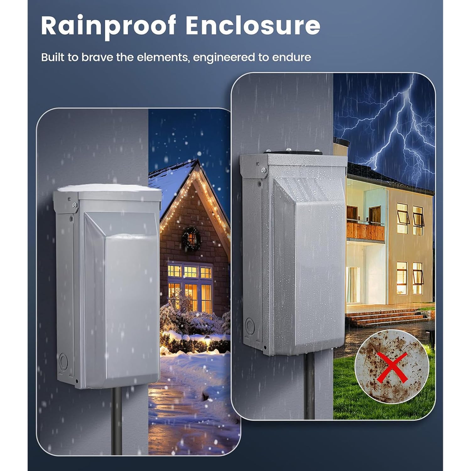 30 Amp 4 Cores Electric Generator Power Outlet Box, Rain Proof Stainless Steel Compatible with 6-12 AWG Wires for Residential Commercial Emergency Backup Generator