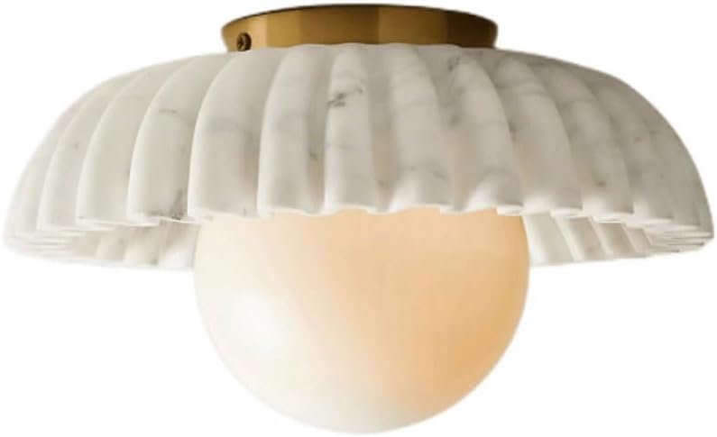 Fluted Marble Ceiling Light Semi Flush Mount Ceiling Lamp Close to Ceiling Light Fixtures for Corridor Cloakroom Porch Bedroom Foyer Coffee Shop Art Display