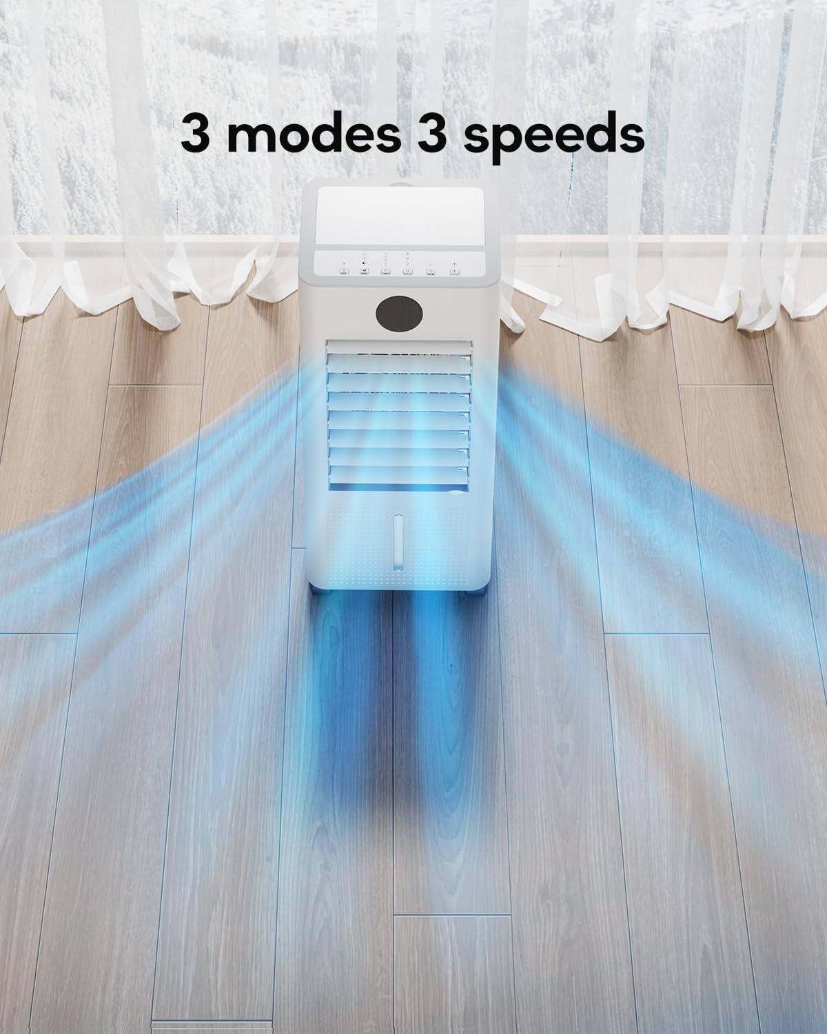 Evaporative Air Swamp Cooler, 22-inch Oscillating Fans that Blow Cold Air, Portable Air Conditioner with Ice Packs, Remote, AC Unit, Humidifier for Indoor, White