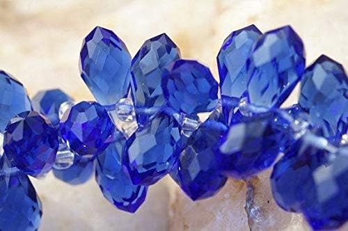 sapphire blue faceted crystal briolette, 11.5x 6 mm wire wrapped briolette, jewelry supplies 3.5