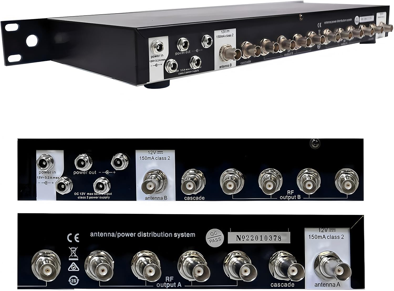 AMP-925L 10 Channels UHF Wireless Antenna Distribution System,8 Outputs +2 Cascade Ports,Wireless Microphone Antenna Amplifier/Signal Amplifier,Active Directional Antenna Paddle