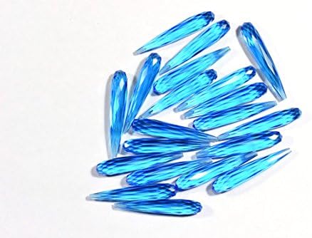 1 Matched Pair 35mm BLUE TOPAZ Quartz Faceted Long Tear Drop Briolette