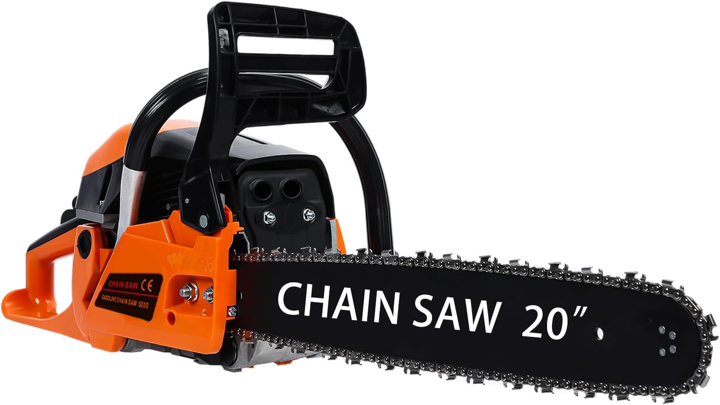 20 Inch Gas Chainsaw, 58CC 2-Stroke Gas Powered Chainsaw, Handheld Cordless High-Power Logging Chain Saw for Wood Cutting and Tree Trimming (Orange)