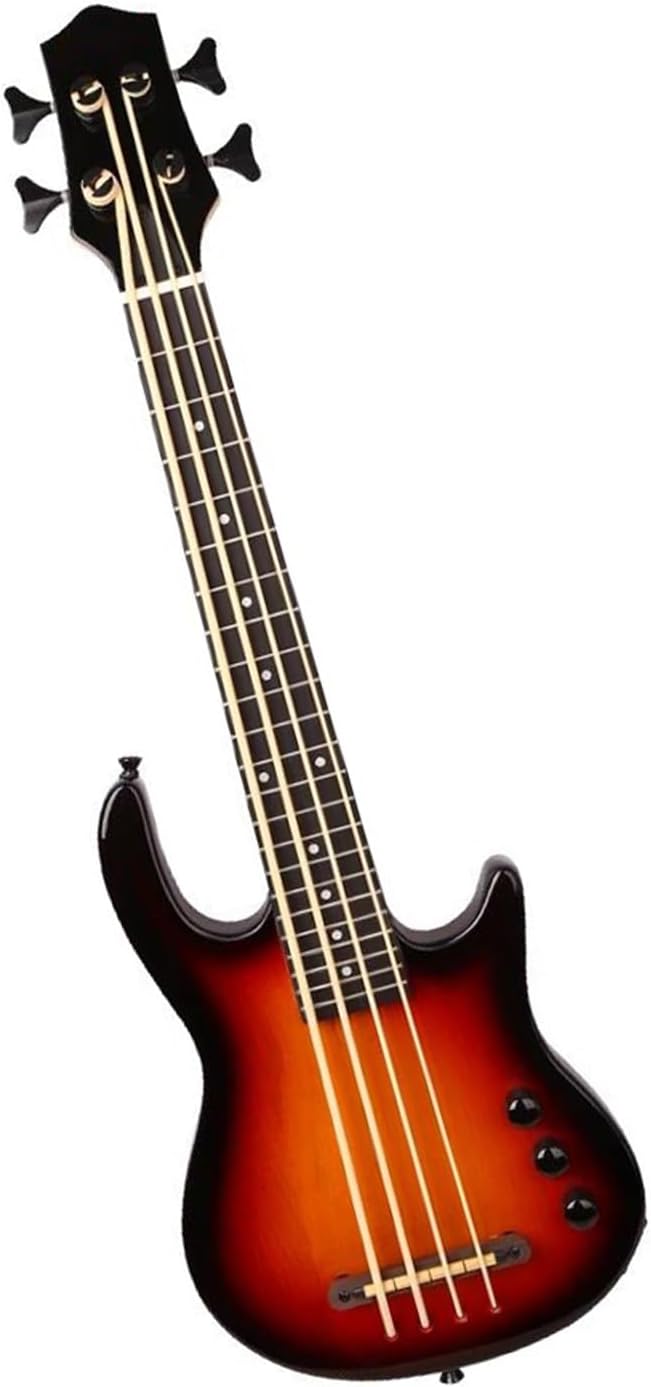 4-String Bolt-On Electric Ukulele Bass Guitar Sunburst Finish Ash Body Maple Back/Side Beginners Ukulele
