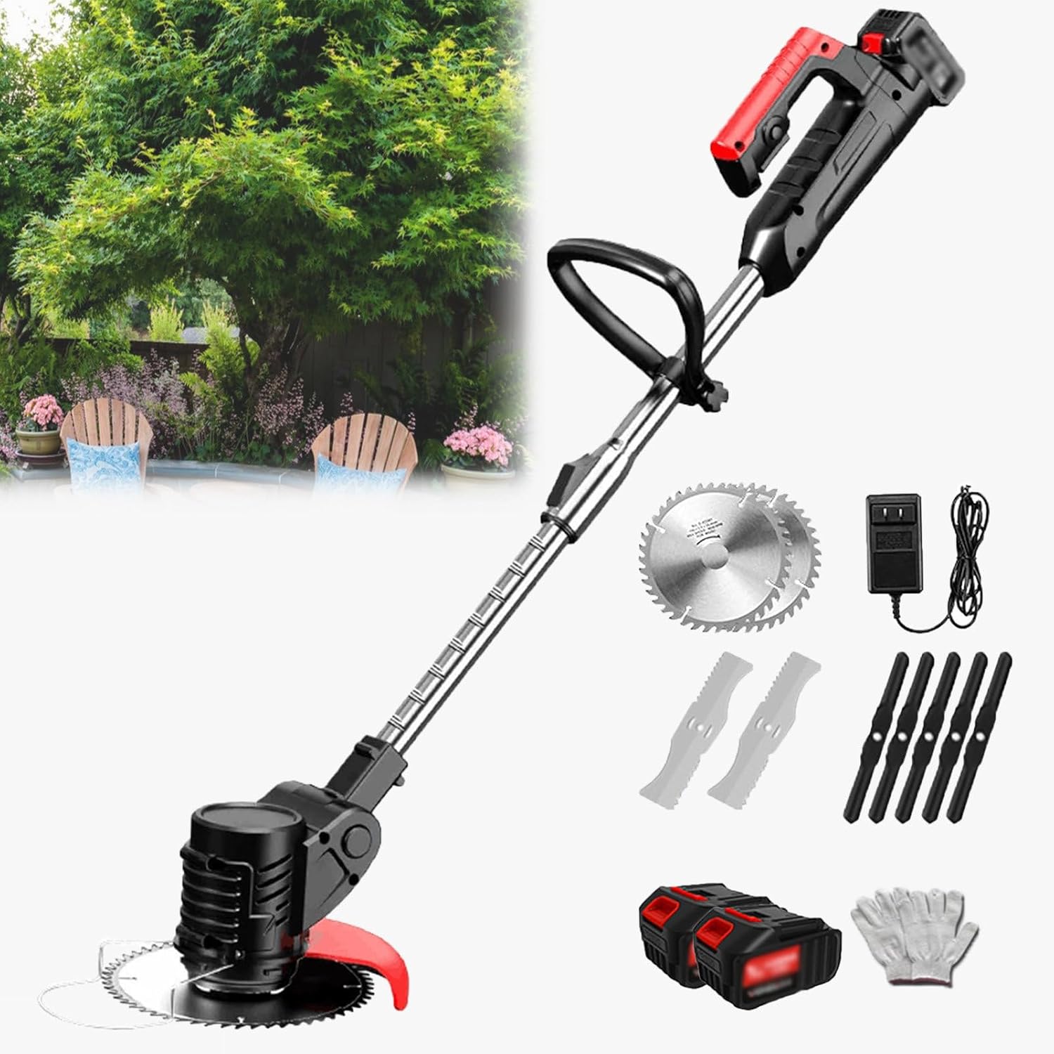 Handheld Electric Lawn Mower, Small Household Lawn Mower, Rechargeable Lawn Mower Easily Replaces Manual - Bush Weeding - 1880W-24V,24V/4.0Ah ()