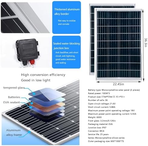 3KW Wind Turbine Generator Kit 12V/24V/48V - Vertical Axis Windmill + 2X 100W Solar Panels - Hybrid Wind & Solar Power System for Free Energy (White, 12V)