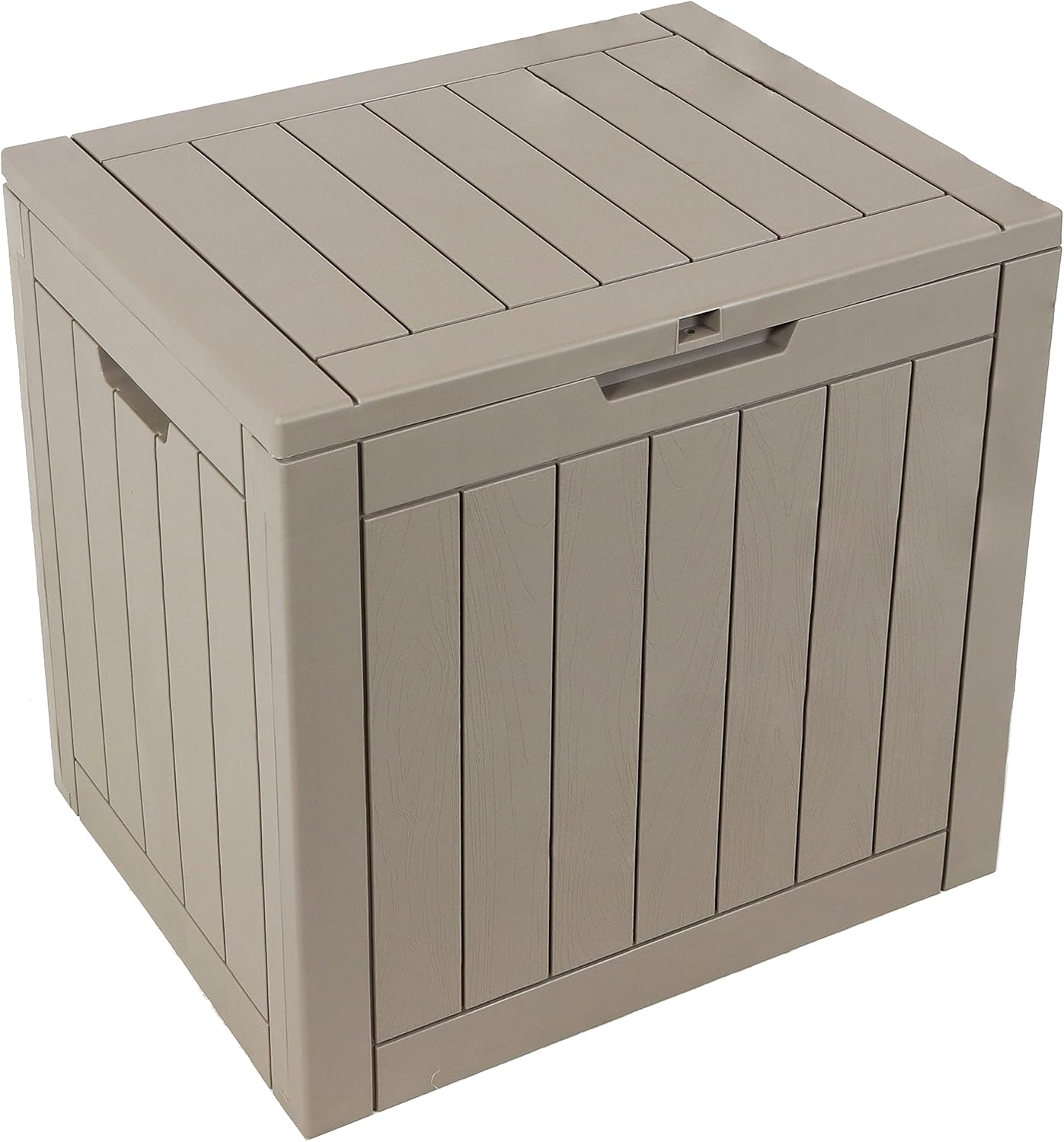 Sunnydaze Outdoor Deck Box - Lockable Package Delivery Box - Weather-Resistant Outdoor Storage Bin - 32-Gallon Faux Plank - Driftwood