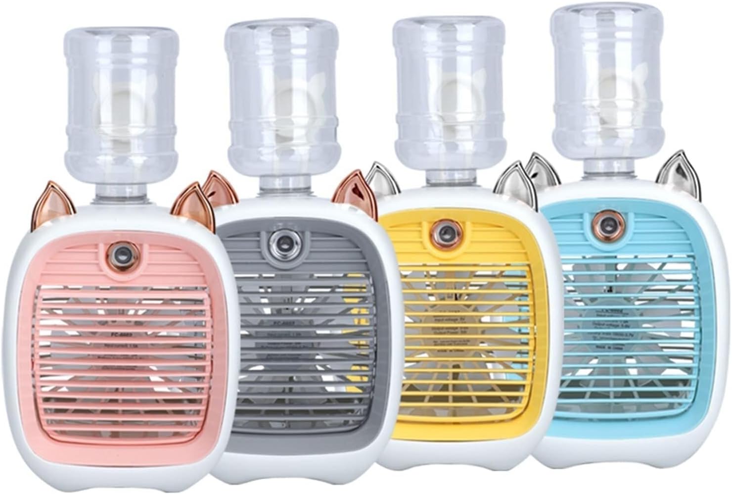 Portable Air Humidifier Fan, Rechargeable Spray Cooling Fan, 1200/2400mAh Battery, 3-Speed Wind, Adjustable Mist for Outdoor & Home Use(Yellow)