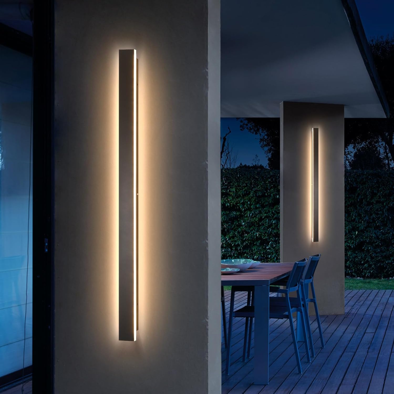 Modern Outdoor Wall Light, 47inch 2pack Exterior Lighting Fixture Wall Mount,Black IP65 Waterproof Porch Lights Wall Sconce,3000K Long LED Linear Outside Lighting for Garage, House,Front Door