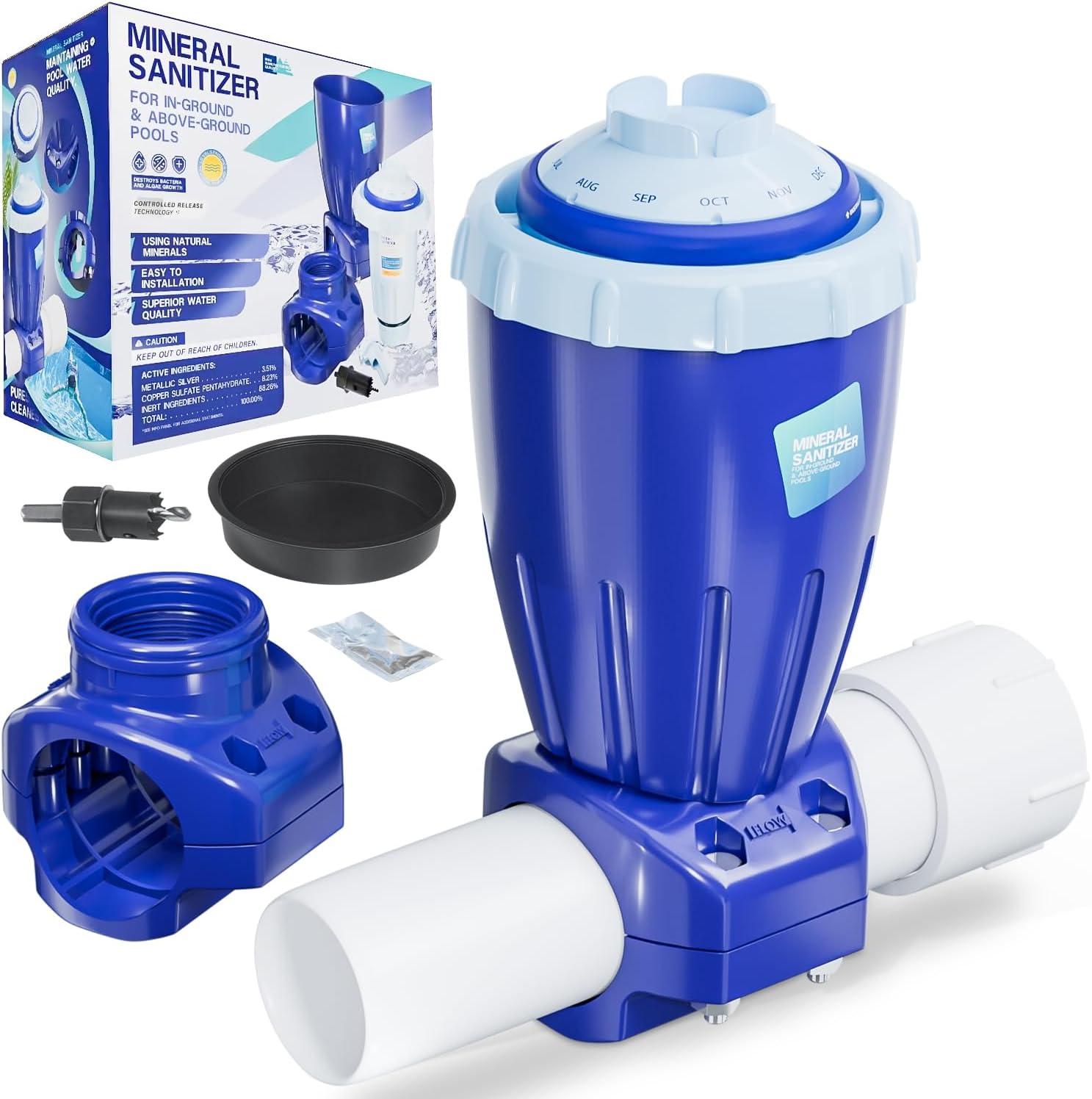 W20086 W20176 Replacement for Nature2 Express Vessel & Mineral Cartridge System for In-Ground & Above-Ground Pools Up To 30,000 Gallons W20080 W20171 W28175 W26775 Complete Kit 1-1/2 or 2 Inch Pipe