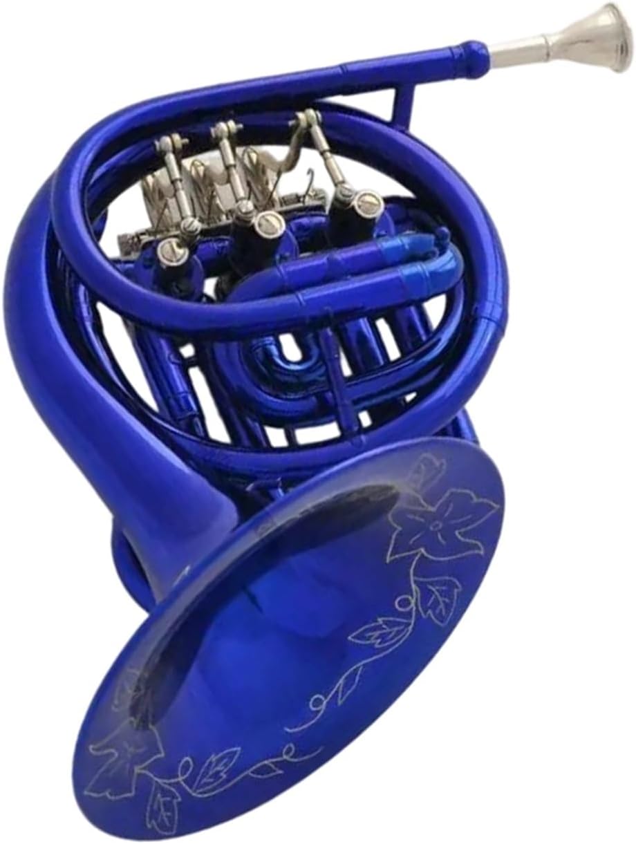 4 Key French Horn Blue Piccolo MiNi French Horn Bb Key Pocket Engraving Box