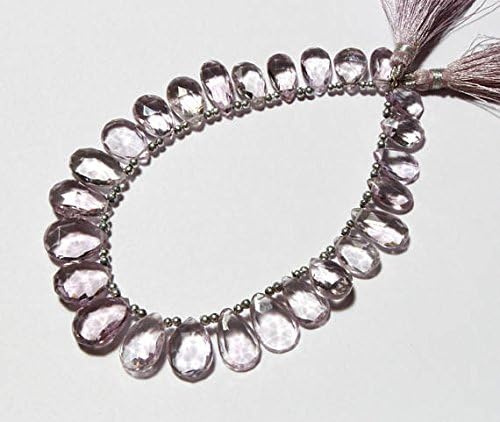 13 inch natural beads strand of 11x7-16x11mm faceted pear pink amethyst gemstone briolletes beads for DIY jewelry - necklace, bracelet, earring, ring.