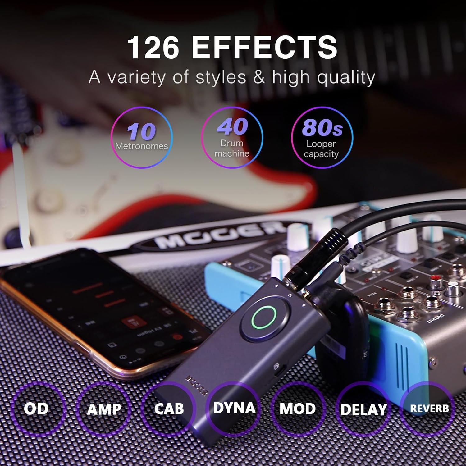 MOOER Prime P1 Multi-Effects Processor Headphone Amp, Bass Guitar Pedals with 126 Effects, Tuner, Amp, Metronome for Practice and Performance
