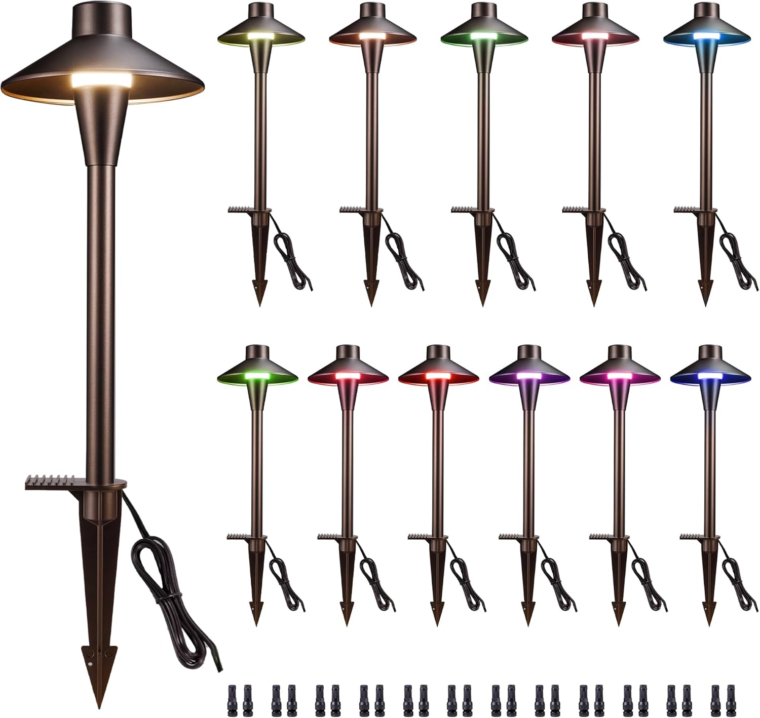 Smart Path Lights RGBCW, 12V Color Changing Landscape Pathlight with App, LED Low Voltage Pathway Lights Waterproof IP65 Wired, ORB Aluminum Decorative for Outside House Halloween (12 Pack)