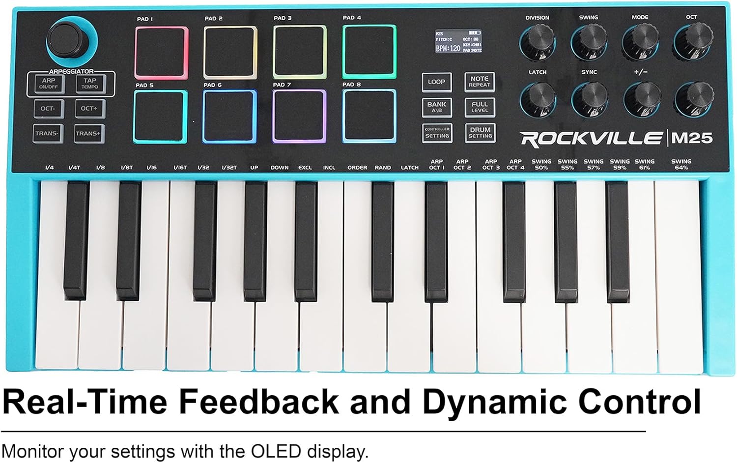 Rockville Bundle: Rockville M25 25 Key USB Wireless MIDI Keyboard Controller With Bluetooth+8 Pads Bundle with Rockville MCB16 Gig Bag Case 4 DJ/MIDI/Keyboard Controller/16 x 10.5 x 3 INCHES (2 items)