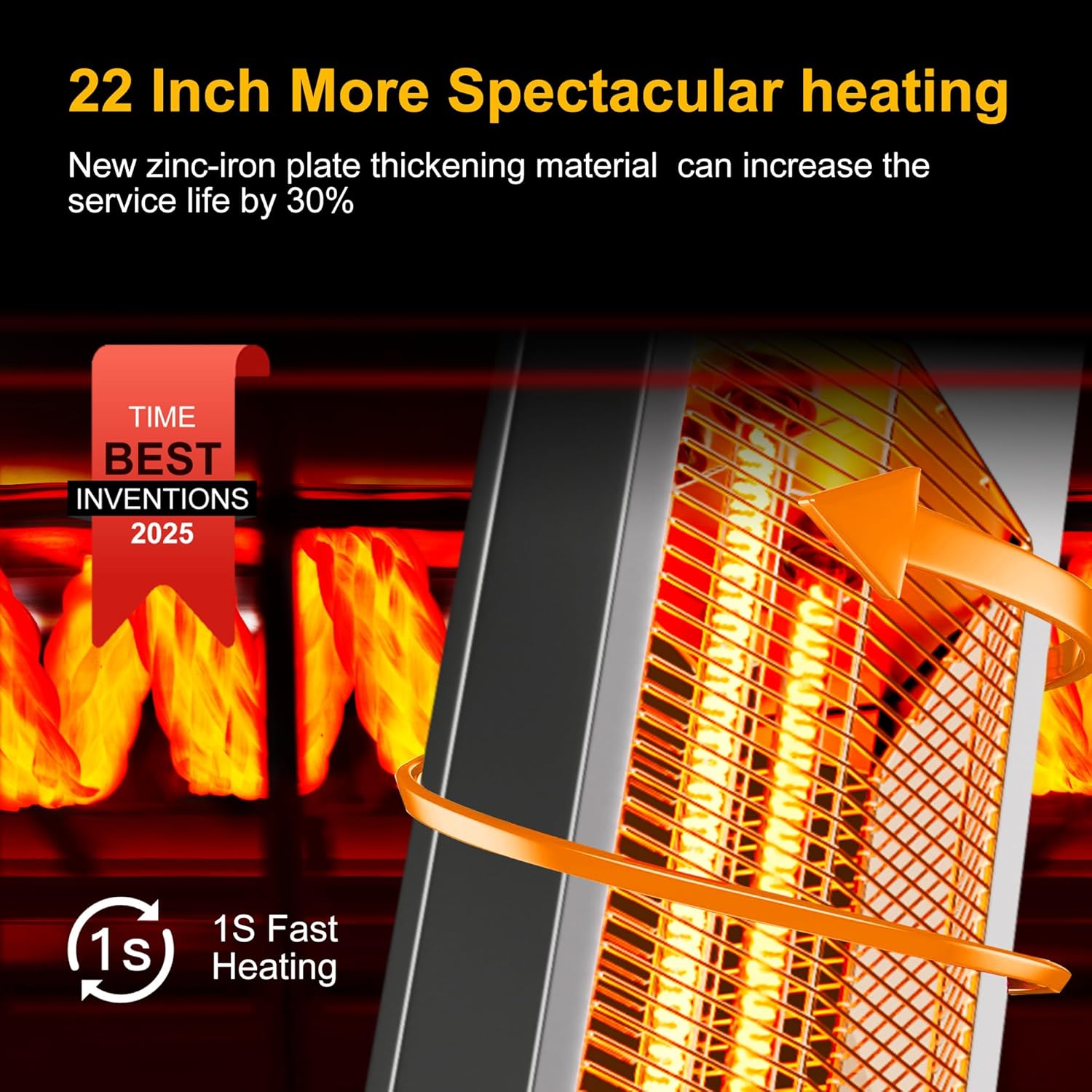 Outdoor Heaters for Patio,1500W Electric Infrared Radiant Heater with Remote,37” Portable Tower Space Heater with 12H Timer,Tip-over Protection for Garage,Porch,Indoor,Silver