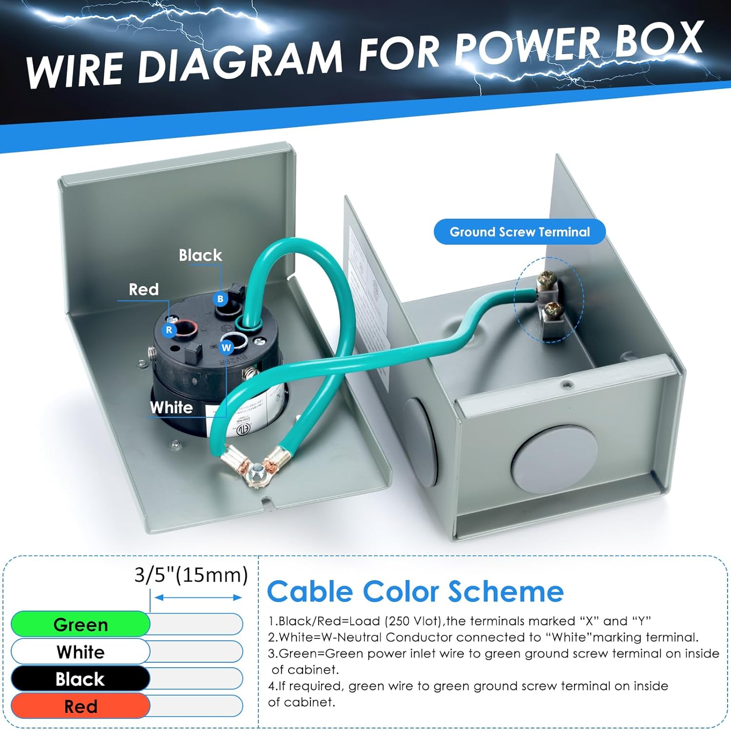 BOYISEN 50 Amp Generator Cord 25FT and Power Inlet Box Combo Kit, 50 Amp Generator Pre-Drilled Inlet Box, NEMA 14-50P to SS2-50R Cord with Adapter Plug and Cable Waterproof Combo Kit, ETL Listed