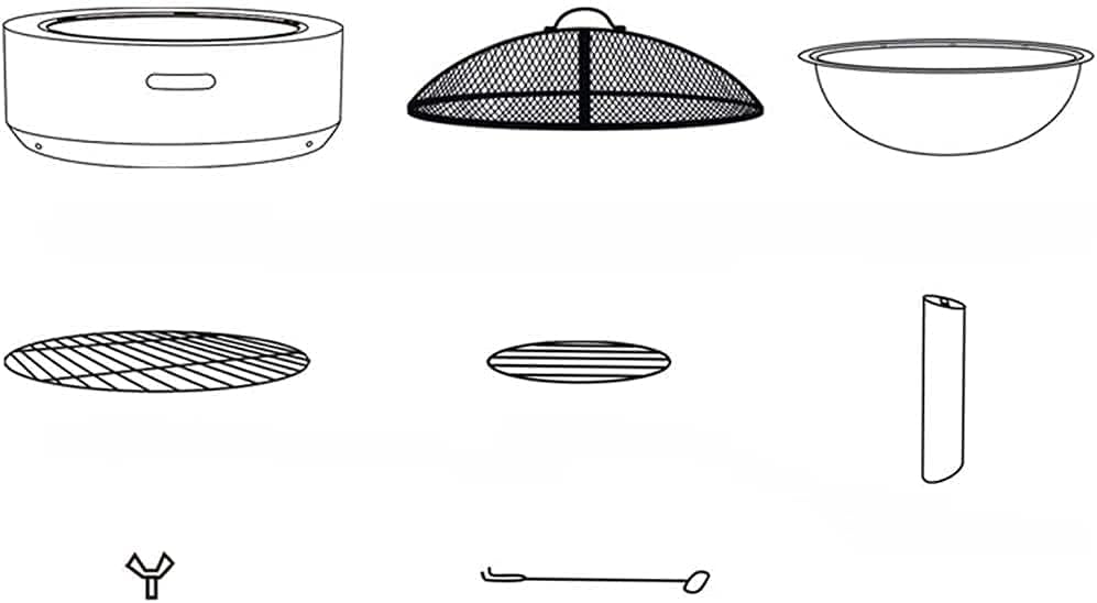 Large Retro Fire Pit Gray Cast Iron Brazier Heater Multifunctional Camping Bowl BBQ for Backyard,Camping,Picnic,Bonfire,Garden